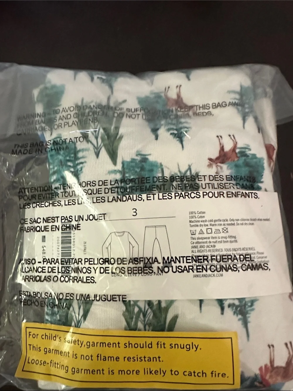 Janie and Jack White Moose & Forest Print Pajama Set unisex
